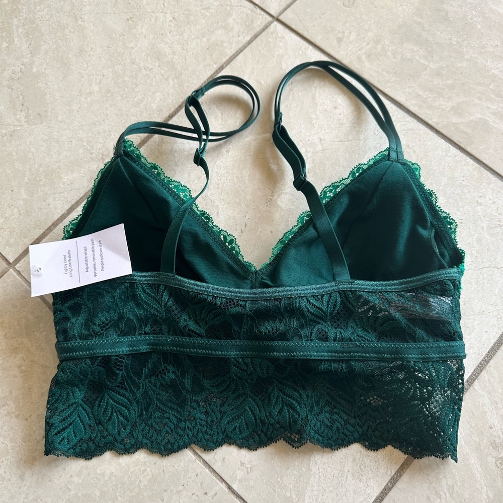 NWT Green Lace Bralette XS